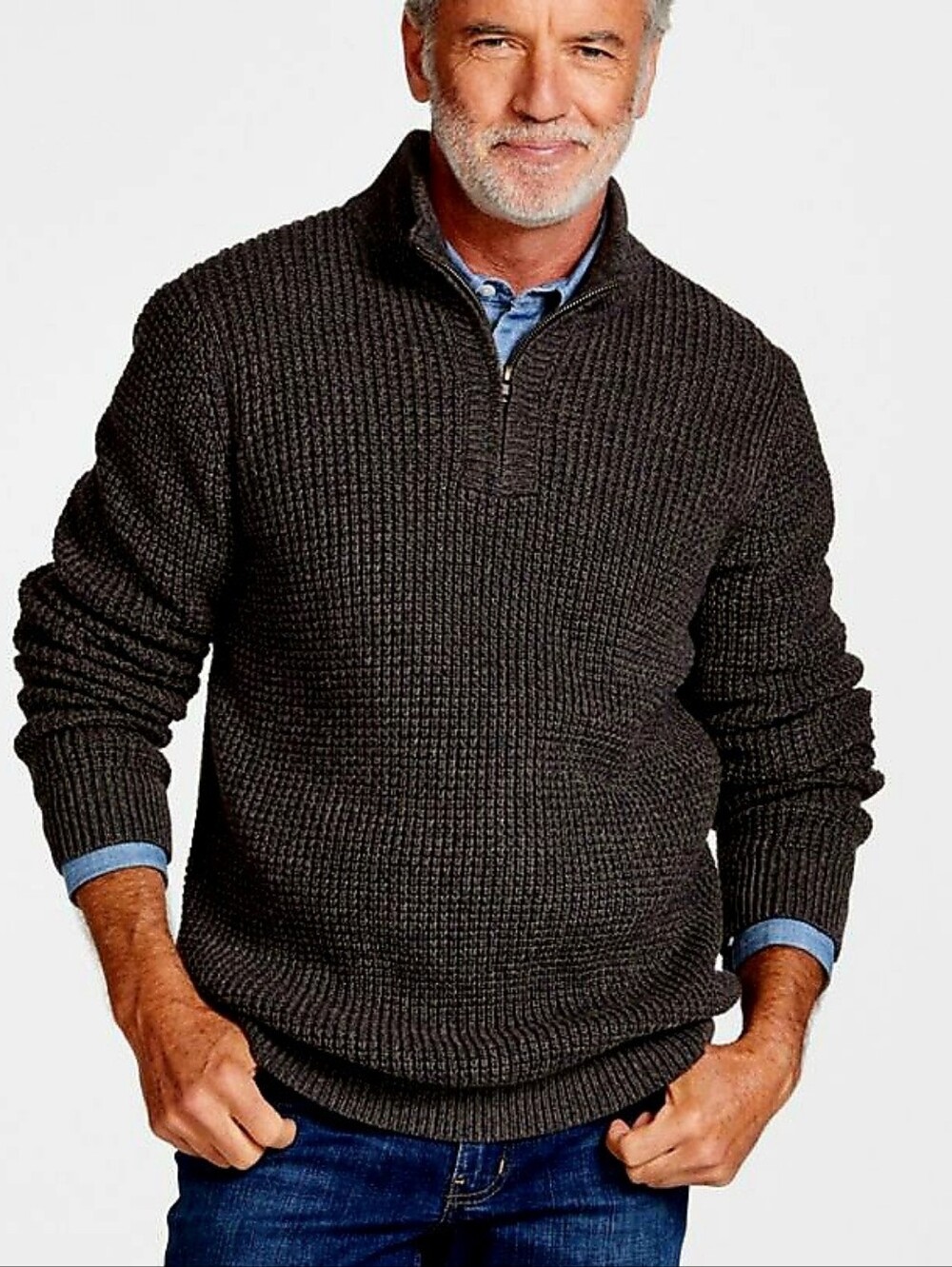 L.L. Bean Organic Cotton Waffle Sweater Quarter Zip